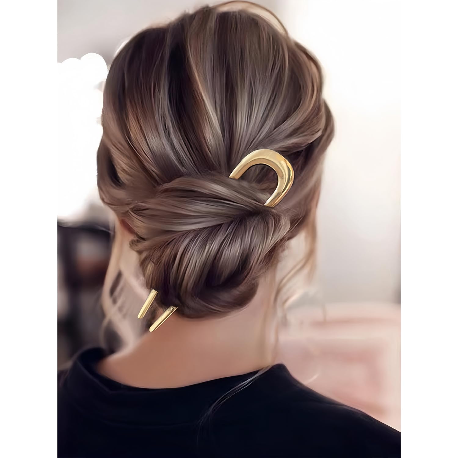 Amazon | メタルフレンチヘアピン、女性用ゴールドヘアピン2個、パン用